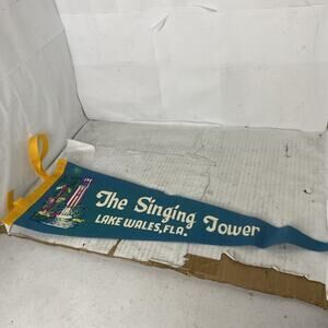 Vintage The Singing Tower Lake Wales Florida Travel Advertising Felt Pennant 18”